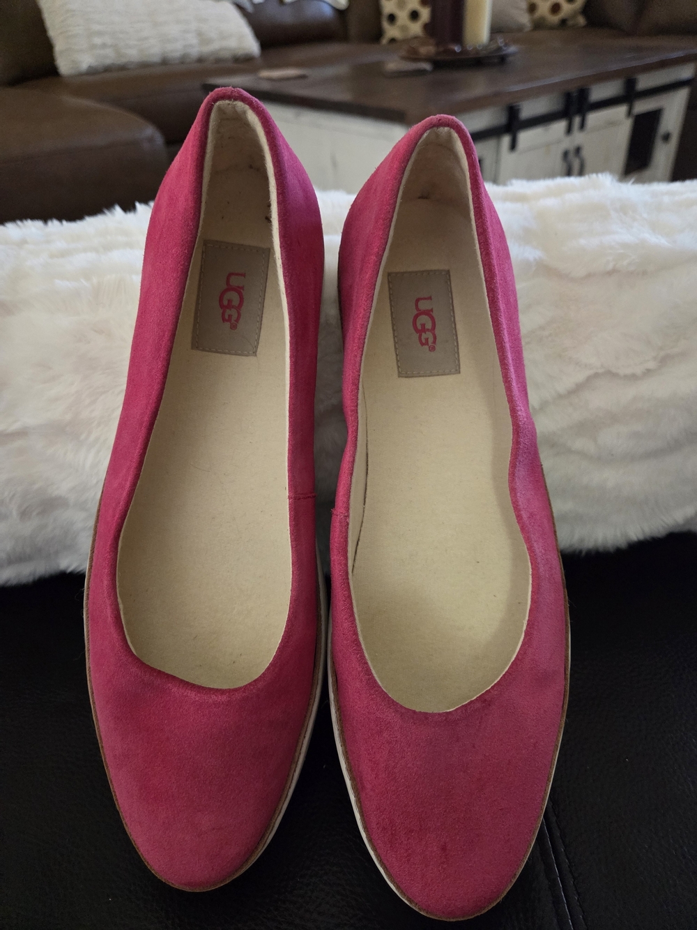 UGG Women's Pink Suede Ballet Flats